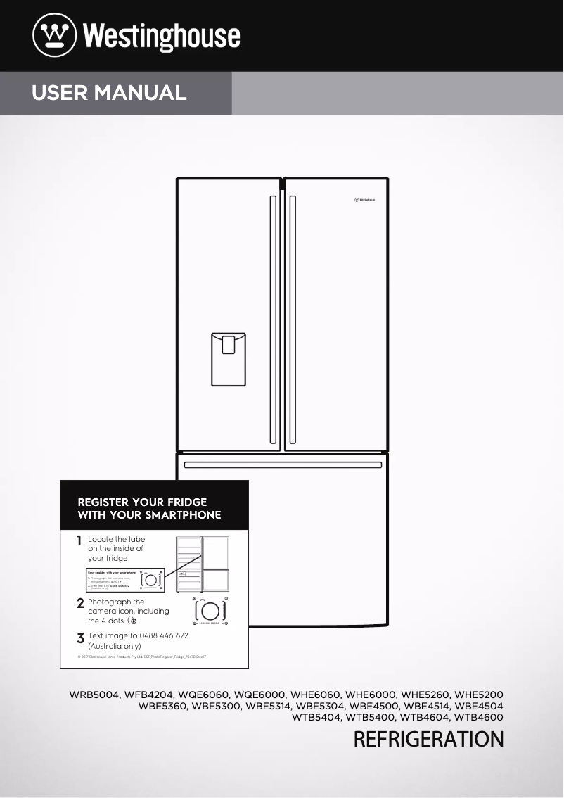 Page n°1 - Manuel utilisateur Westinghouse WHE6000
