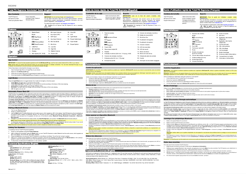 Page 1 de la notice Guide de démarrage rapide ION Total PA Supreme