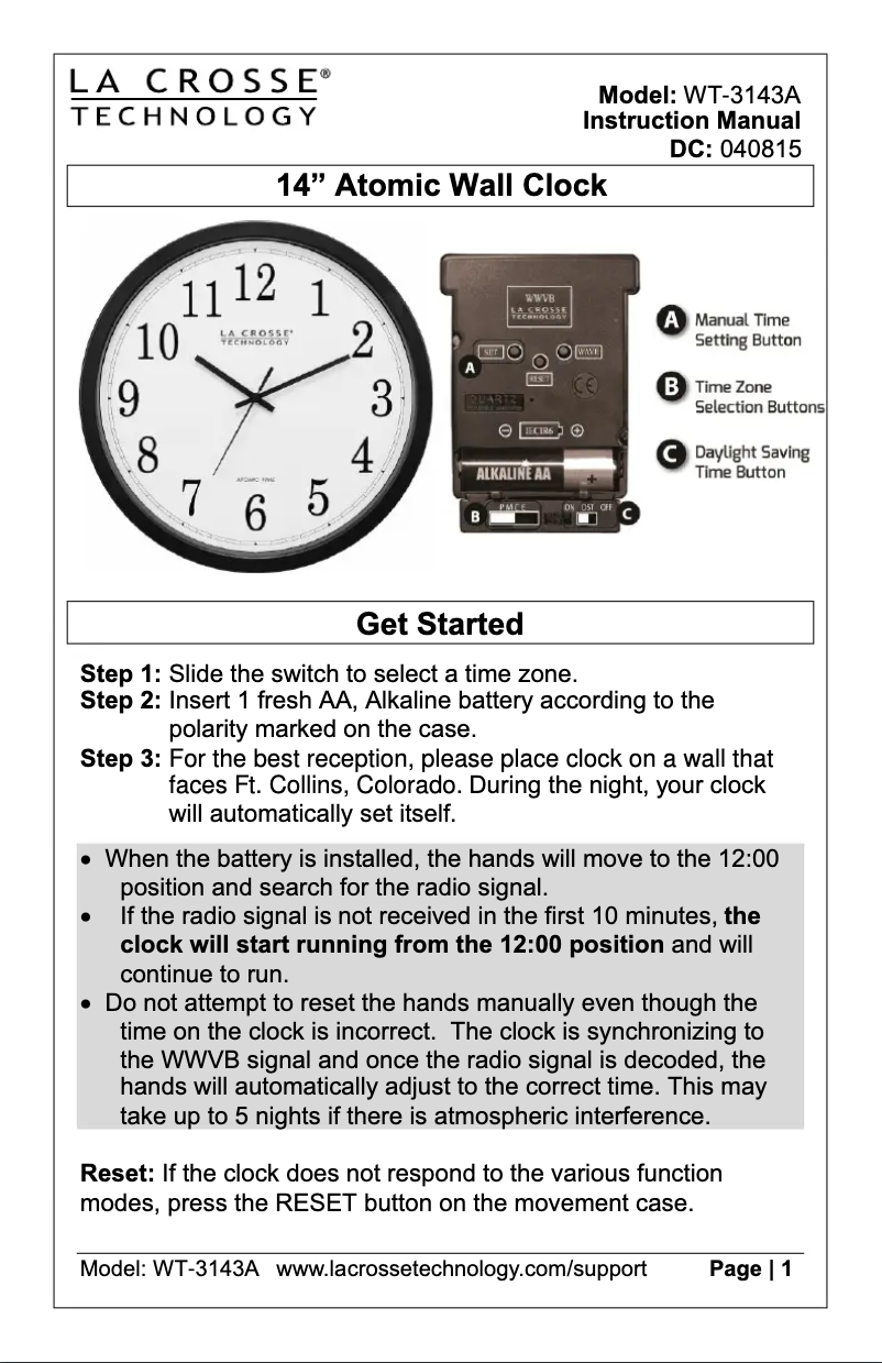 Page n°1 - Manuel utilisateur La Crosse Technology WT-3143A