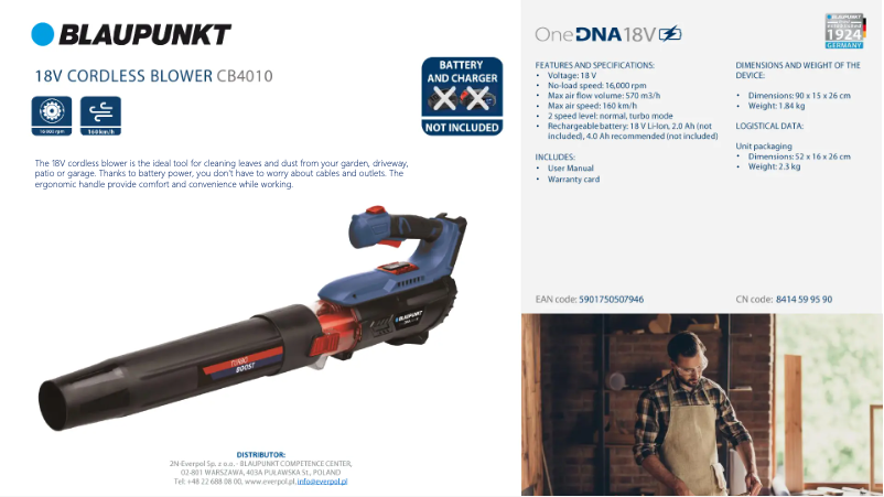 Página 1 del manual Ficha técnica Blaupunkt CB4010