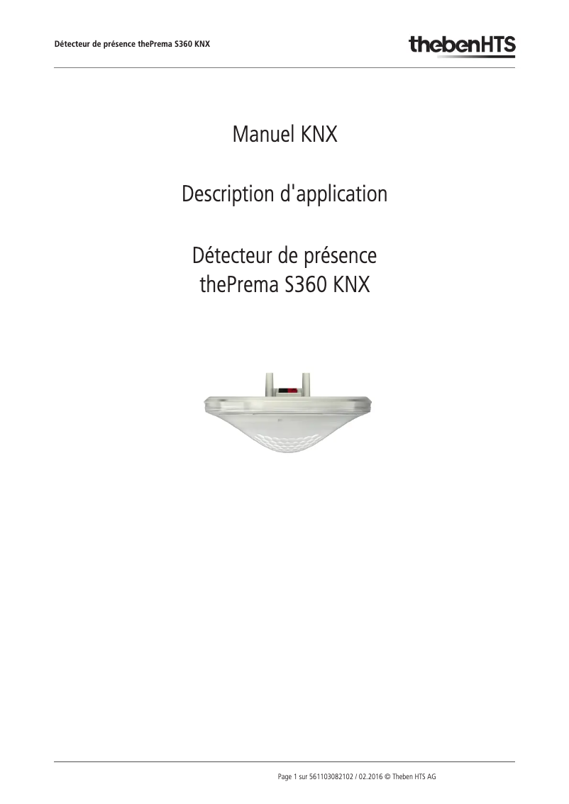 Page n°1 - Manuel utilisateur Theben thePrema S360 KNX UP