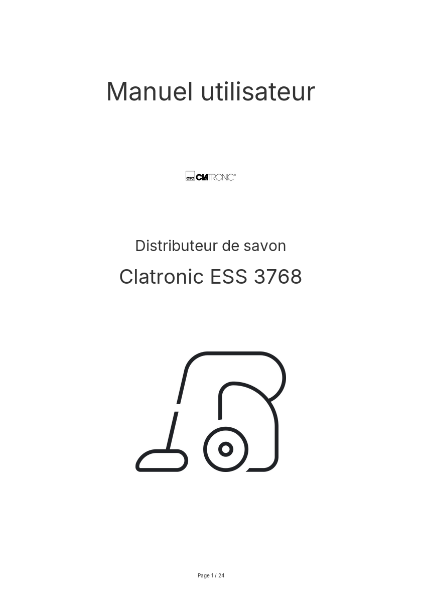 Image de la première page du manuel de l'appareil ESS 3768