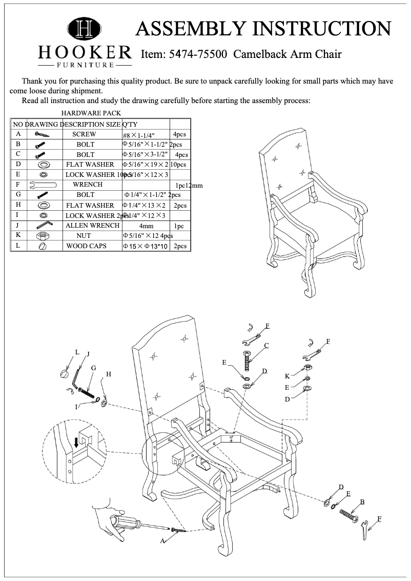 Page n°1 - Manuel utilisateur Hooker 5474-75500