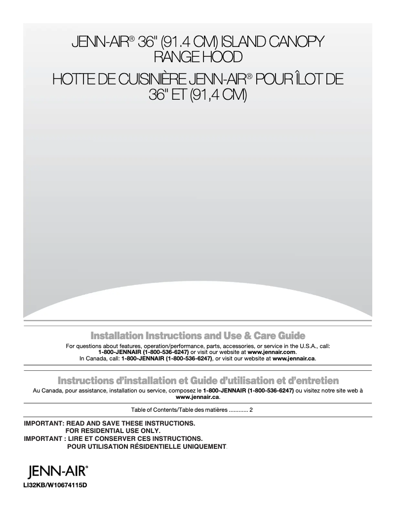 Image de la première page du manuel de l'appareil JXI8536DS