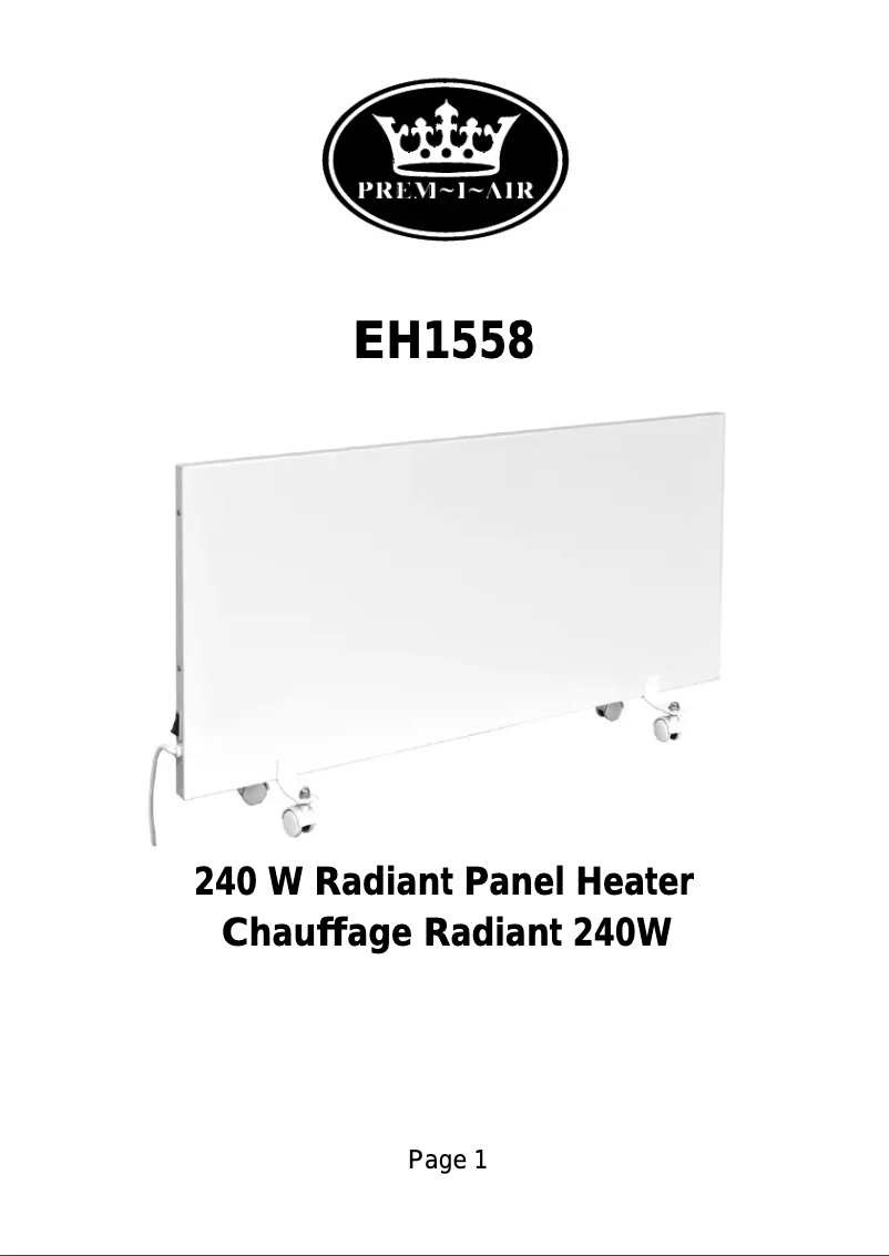 Page 1 de la notice Manuel utilisateur Prem-I-Air EH1558