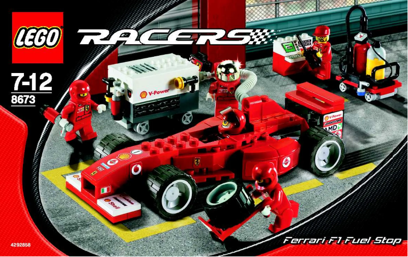 Page 1 de la notice Manuel utilisateur Lego Ferrari F1 Fuel Stop