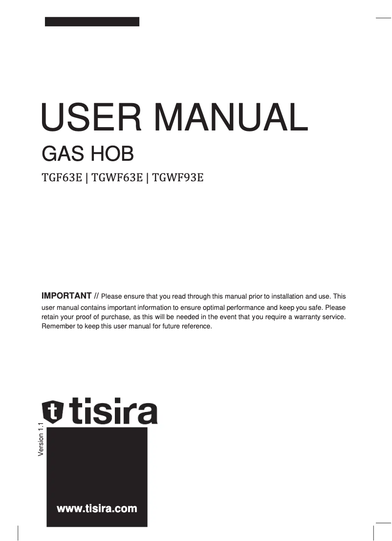 Page n°1 - Manuel utilisateur Tisira TGF63E