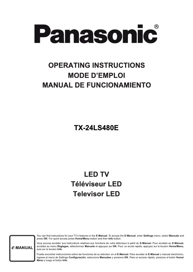 Page 1 de la notice Manuel utilisateur Panasonic Viera TX-24LS480E