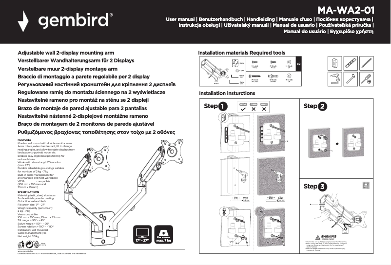 Page n°1 - Manuel utilisateur Gembird MA-WA2-01