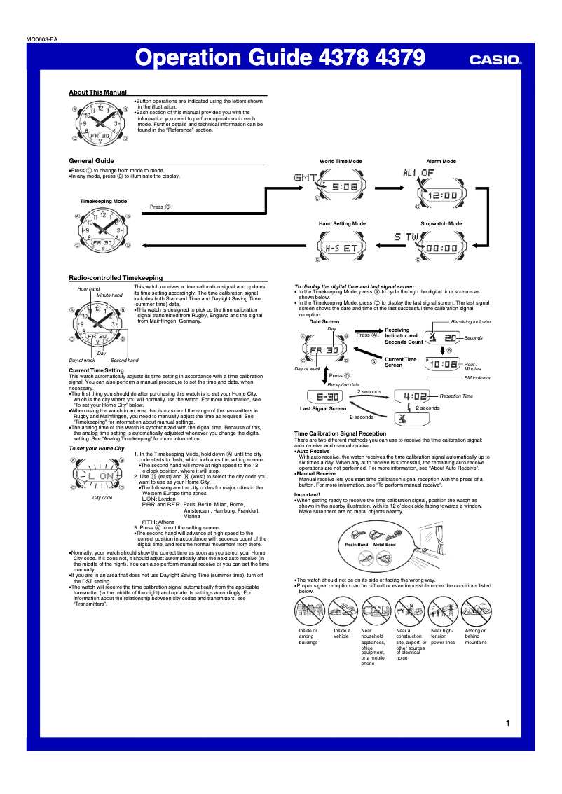 Page n°1 - Manuel utilisateur Casio 4379