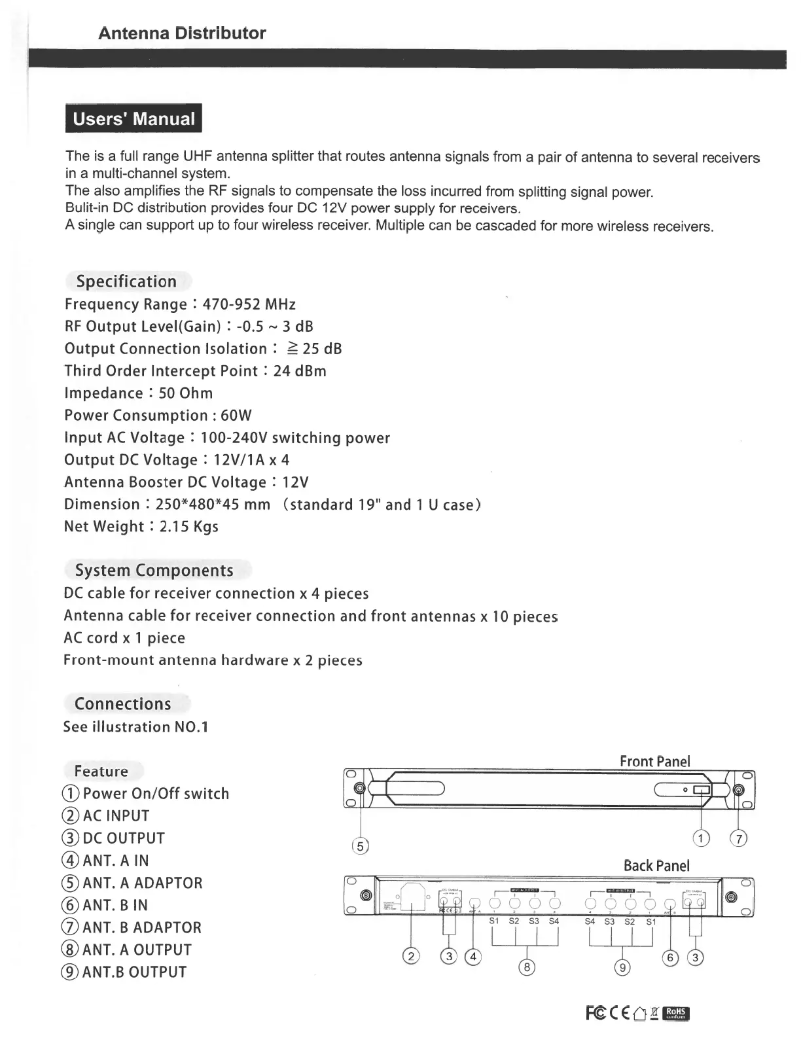 Page n°1 - Manuel utilisateur Clockaudio AA 8000