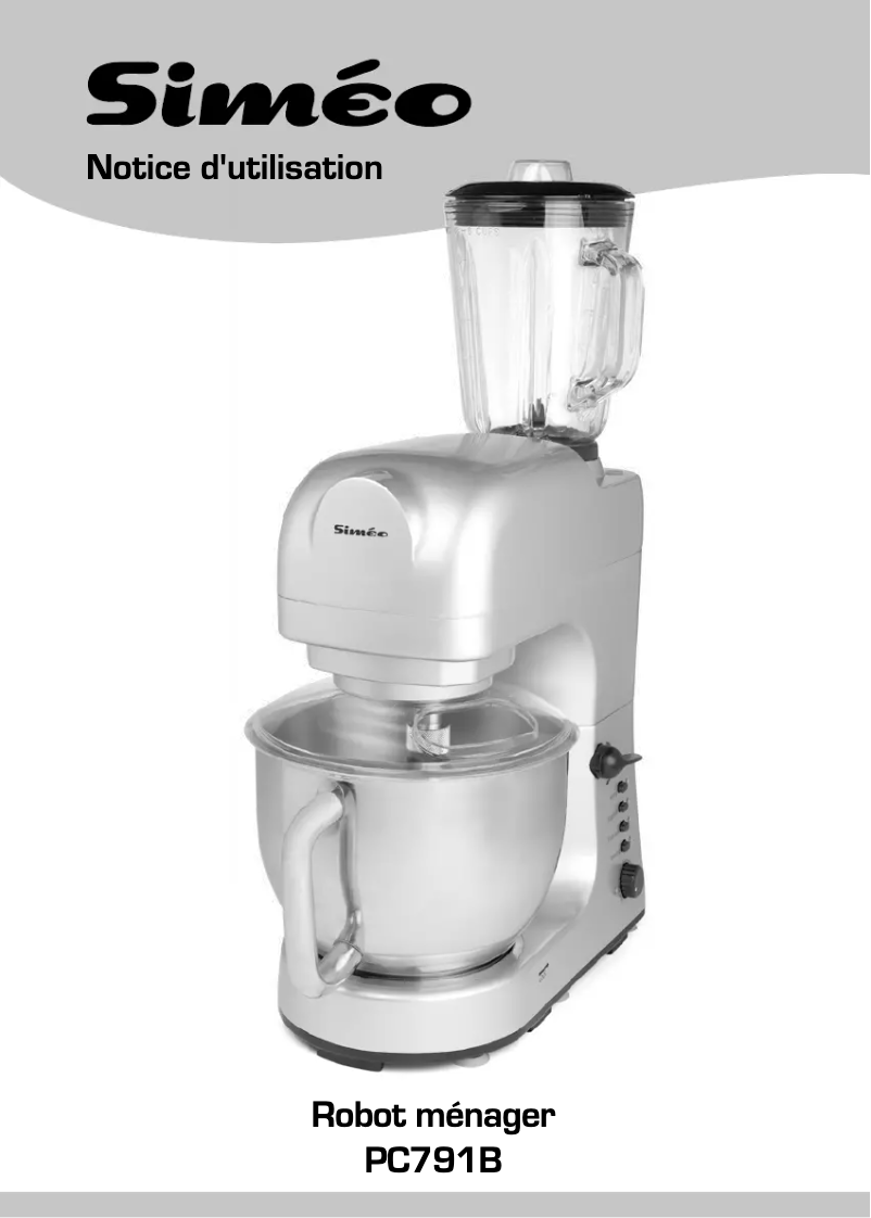 Page 1 de la notice Manuel utilisateur Siméo PC791B