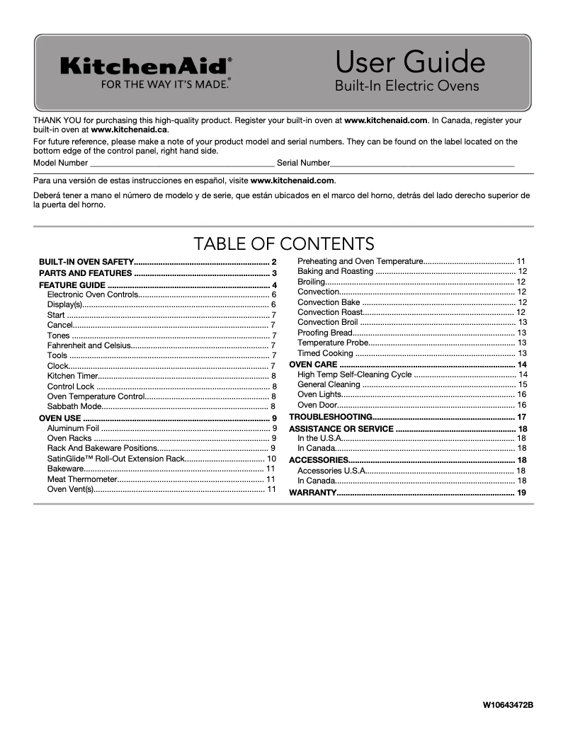 Page 1 de la notice Manuel utilisateur KitchenAid KOCE507EBS