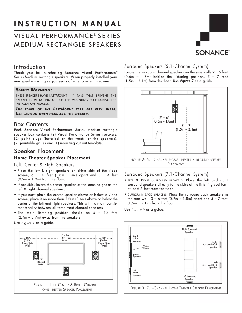 Page n°1 - Manuel utilisateur Sonance Visual Performance VP65