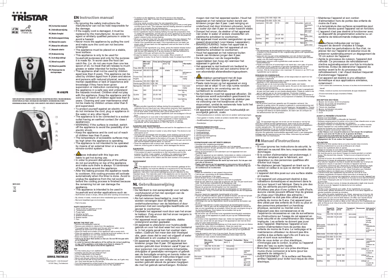 Page 1 de la notice Manuel utilisateur TriStar FR-6982PR