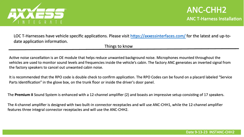 Image de la première page du manuel de l'appareil Axxess ANC-CHH2