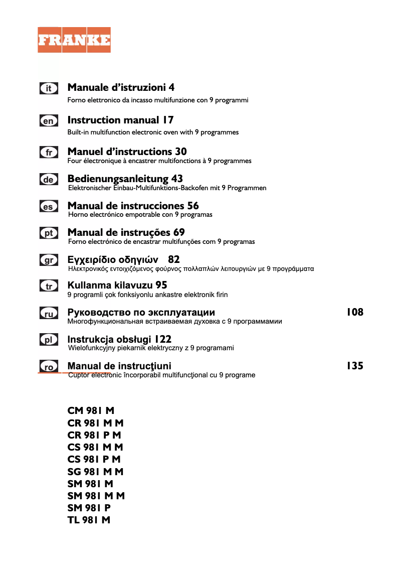 Page 1 de la notice Manuel utilisateur Franke Crystal Mirror Pyro 60