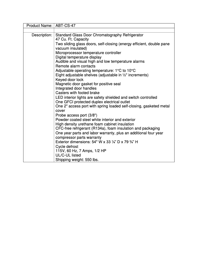 Page 1 de la notice Manuel utilisateur American BioTech Supply ABT-CS-47