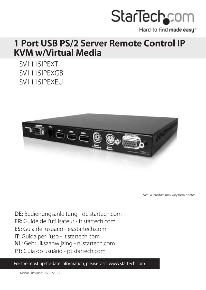 Page 1 de la notice Manuel utilisateur StarTech.com SV1115IPEXT