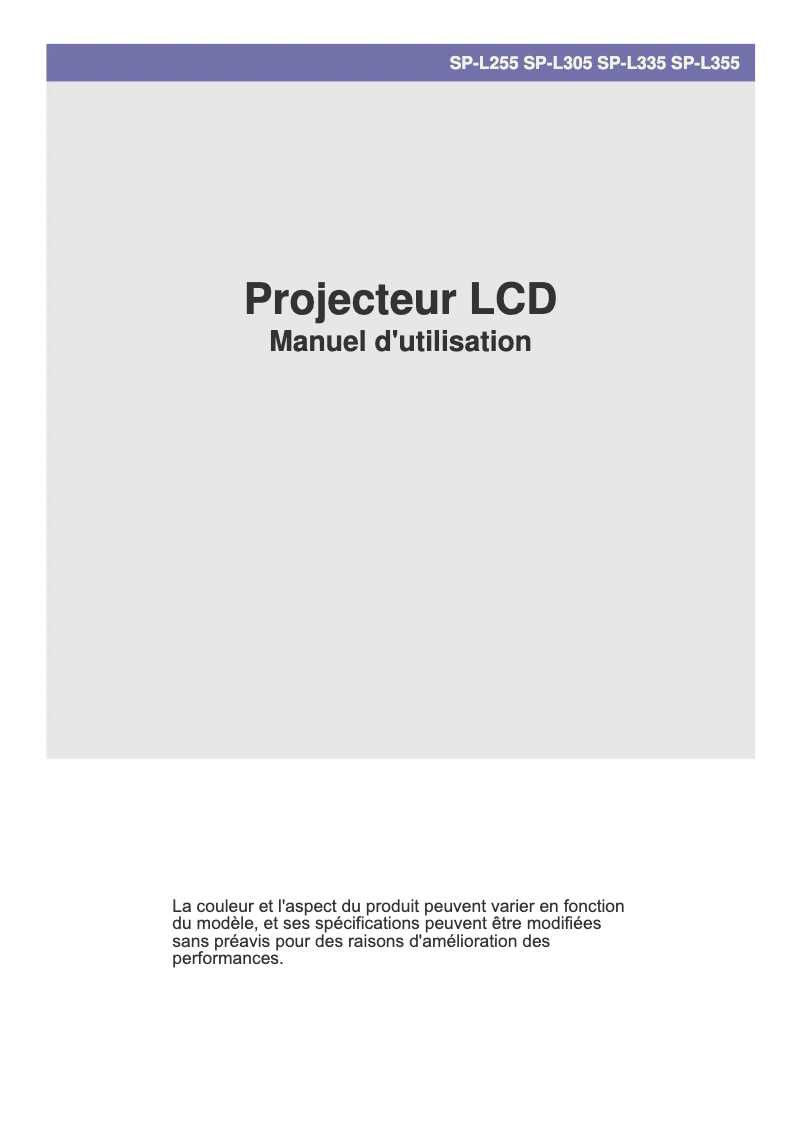 Page 1 de la notice Manuel utilisateur Samsung L335