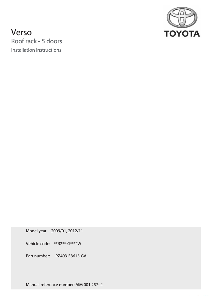 Image de la première page du manuel de l'appareil Verso (2009)