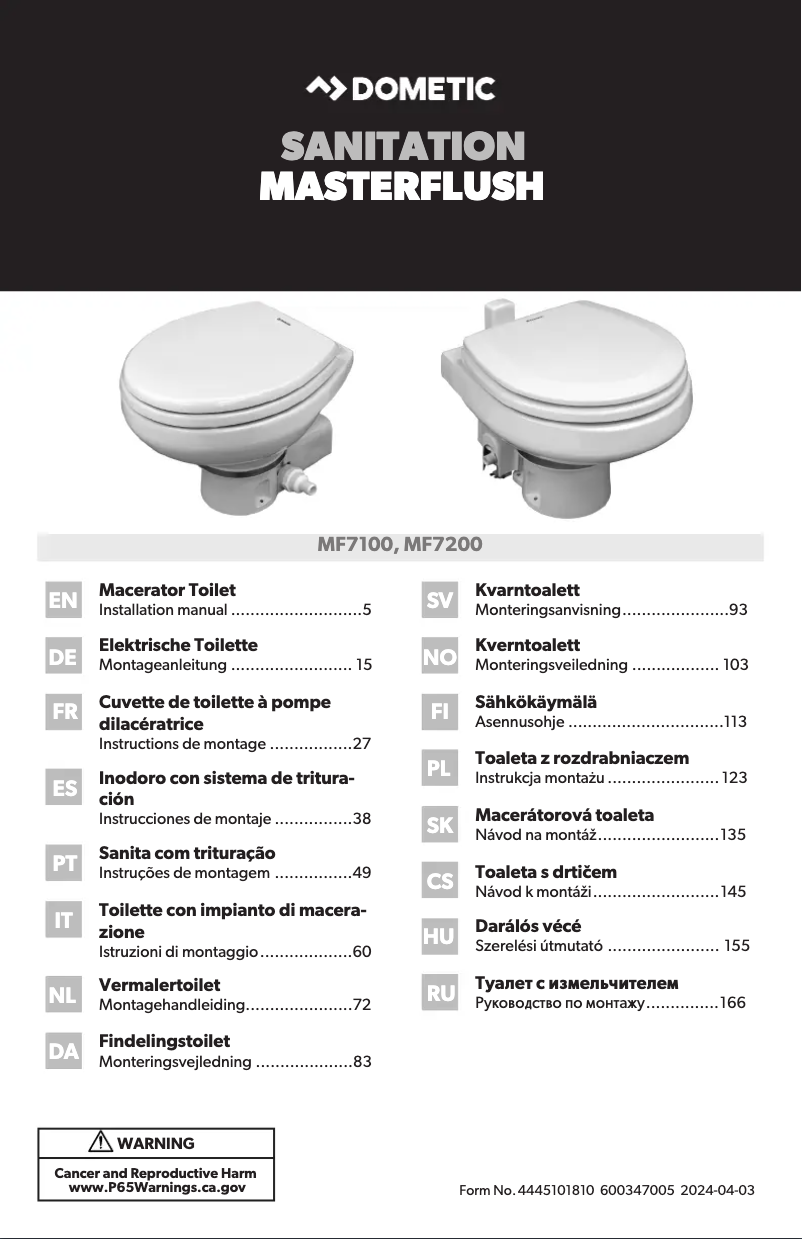 Image de la première page du manuel de l'appareil MasterFlush MF 7120