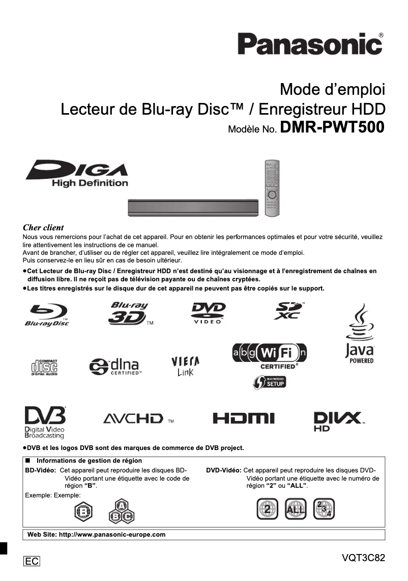 Página 1 del manual Manual de usuario Panasonic DMR-PWT500