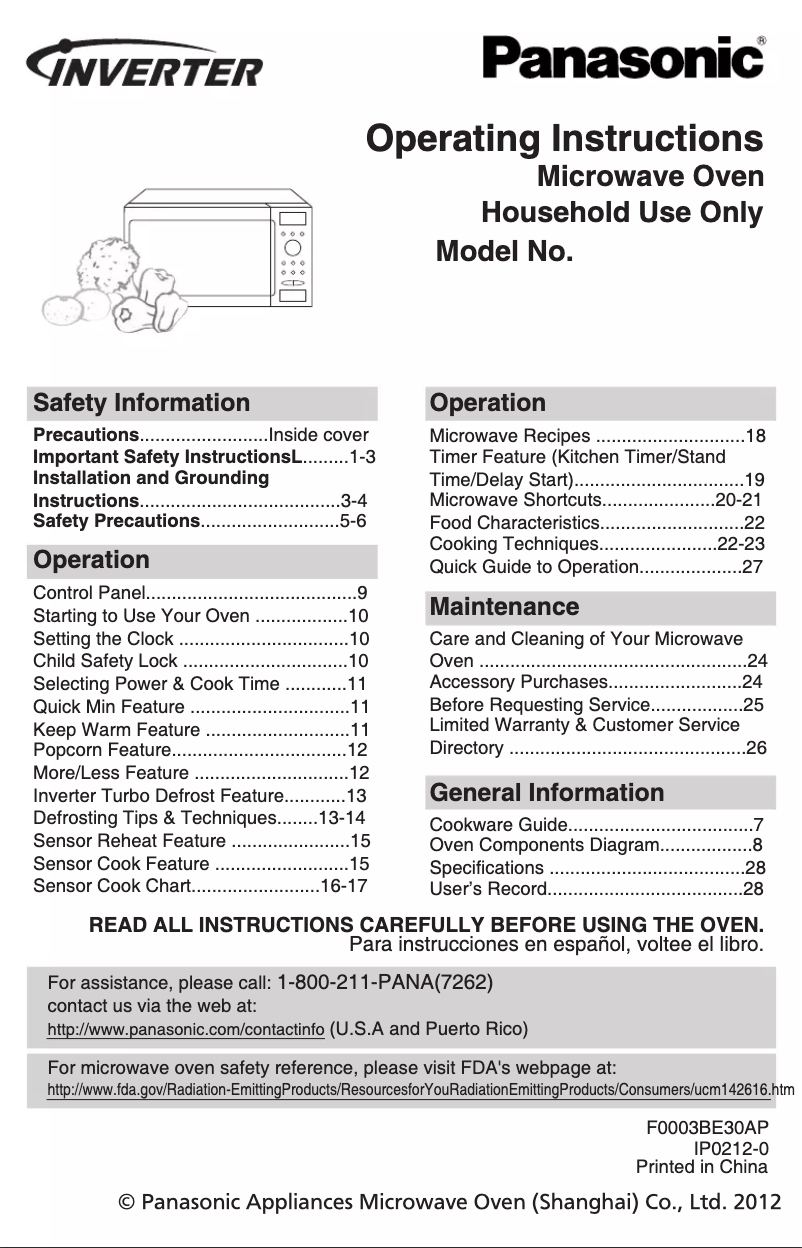 Image de la première page du manuel de l'appareil Inverter NN-SD962