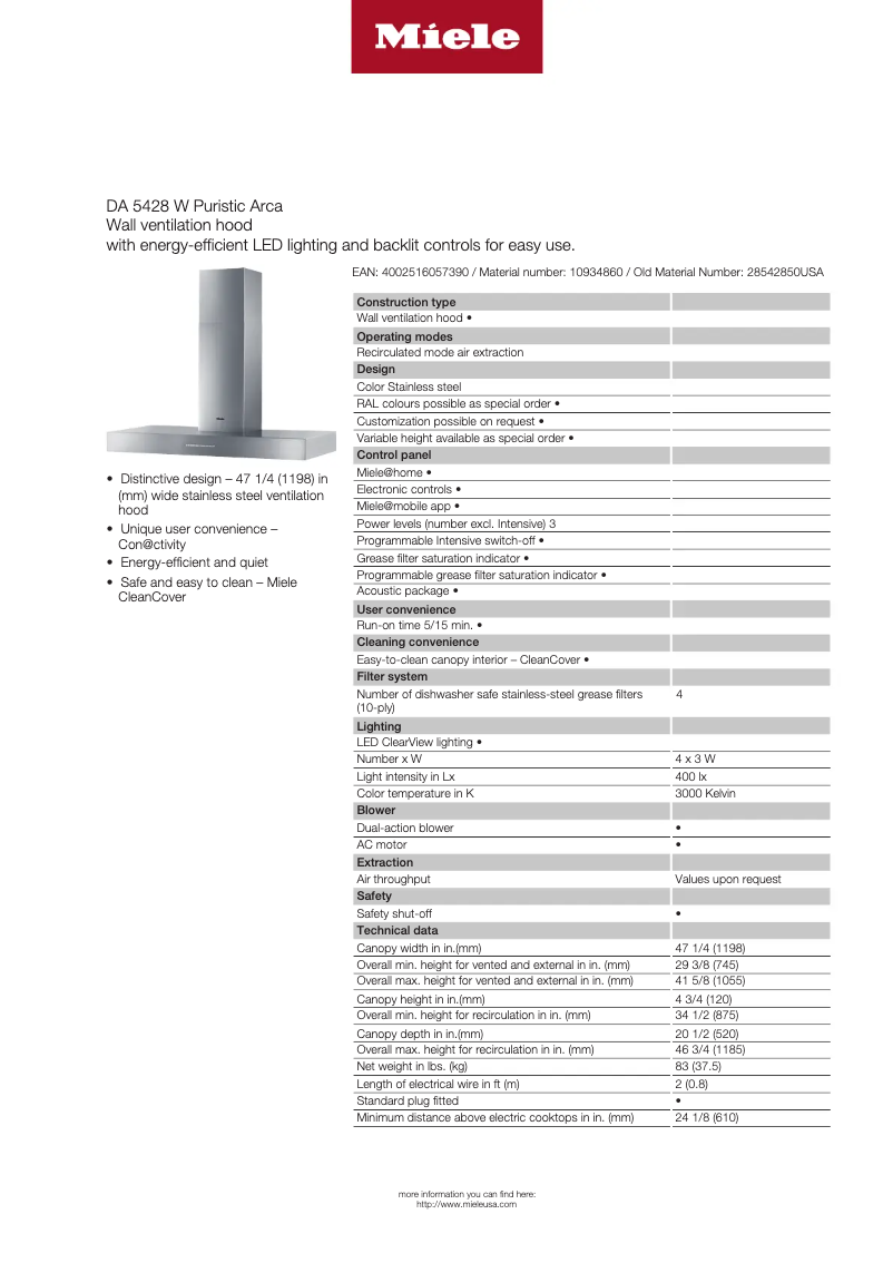 Image de la première page du manuel de l'appareil DA 5428 W Puristic Arca
