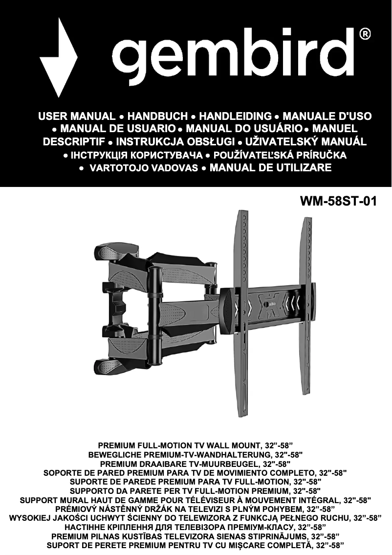 Page 1 de la notice Manuel utilisateur Gembird WM-58ST-01