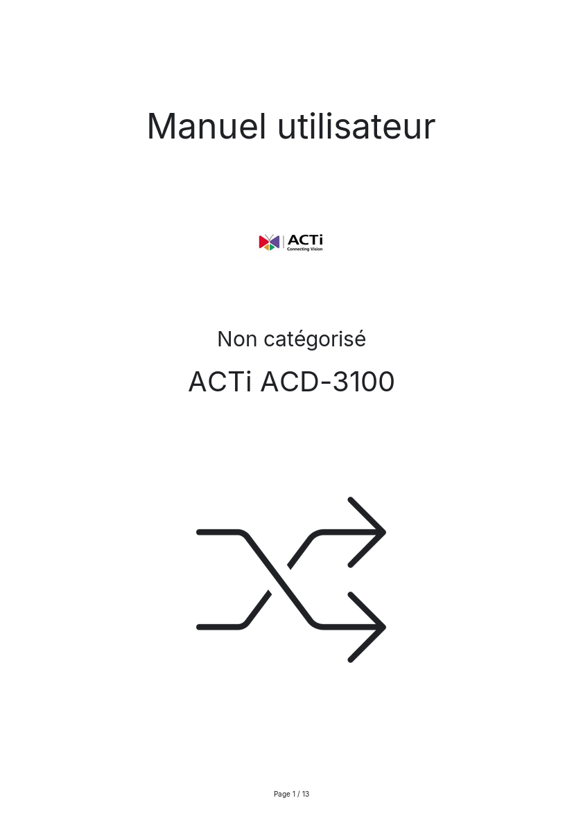 Image de la première page du manuel de l'appareil ACD-3100