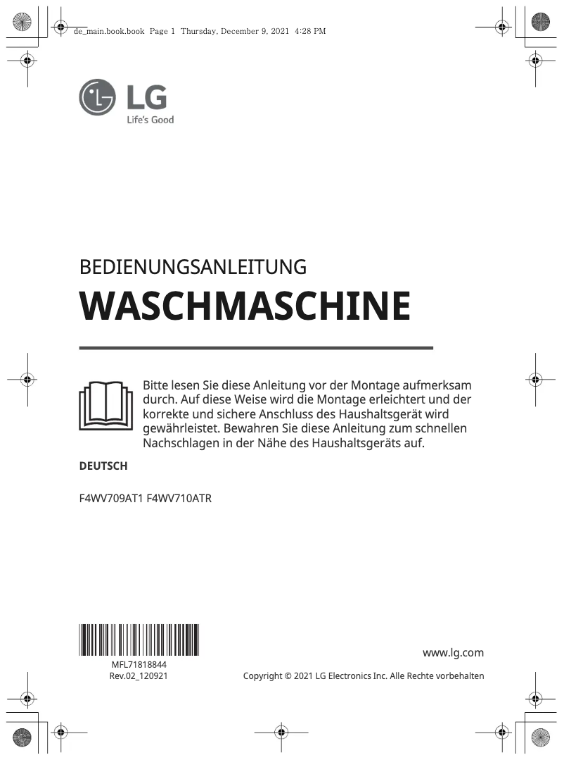Image de la première page du manuel de l'appareil F4WV710ATR