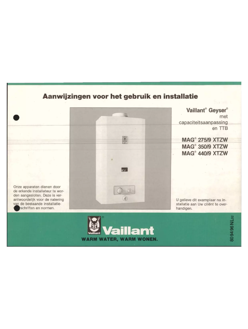 Page 1 de la notice Manuel utilisateur Vaillant MAG 440/9 XTZW