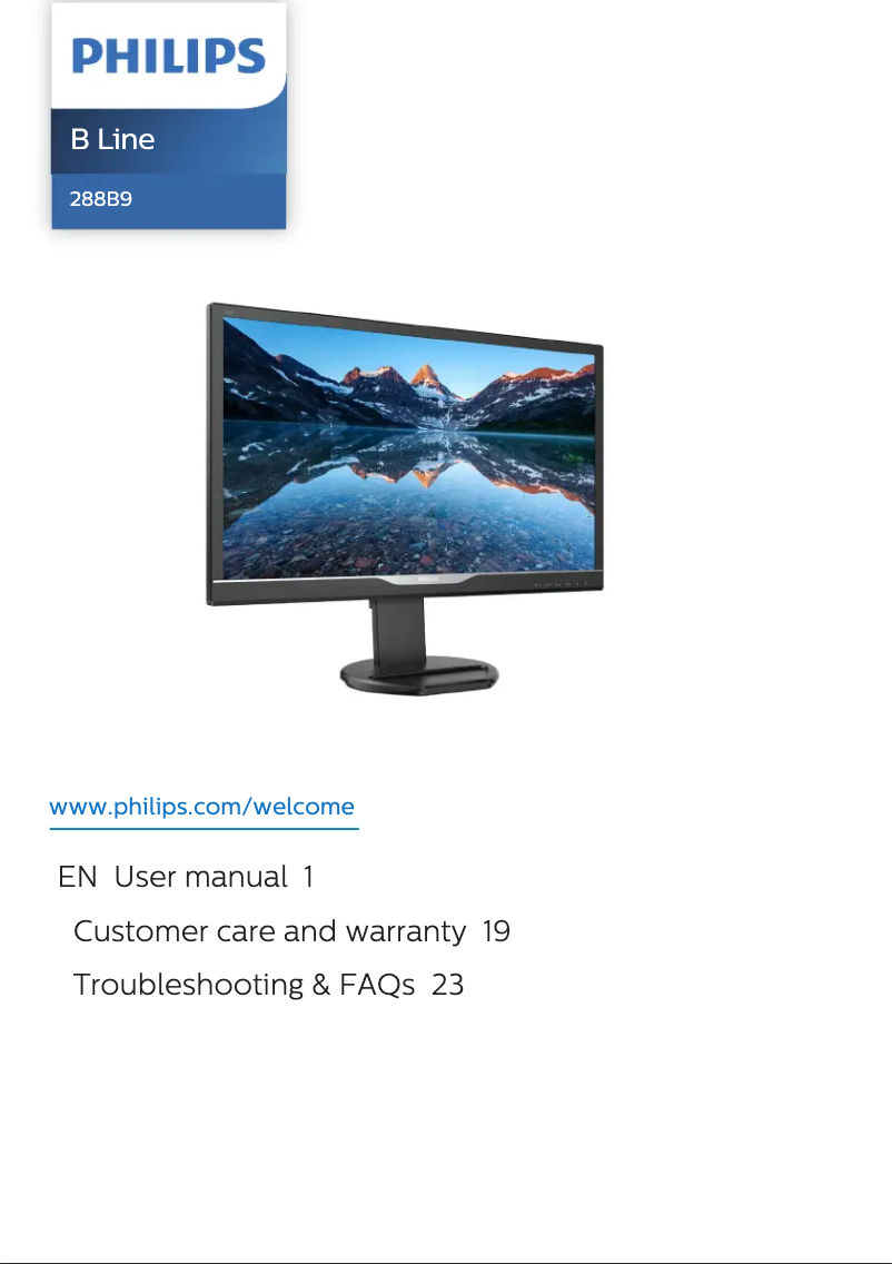 Page n°1 - Manuel utilisateur Philips B Line 288B9EN