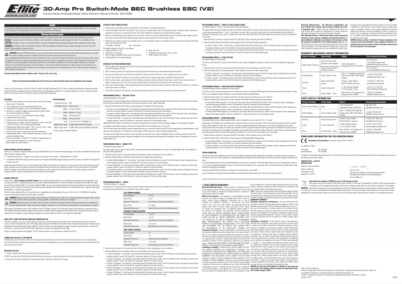 Page n°1 - Manuel utilisateur E-flite EFLA1030B