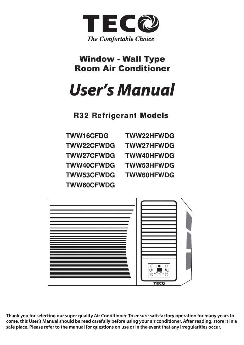 Image de la première page du manuel de l'appareil TWW40HFWDG