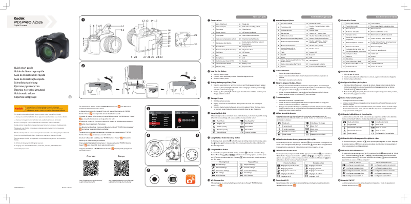 Page 1 de la notice Guide de démarrage rapide Kodak PixPro AZ526