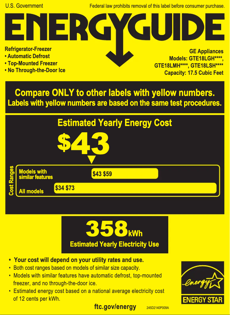 Image de la première page du manuel de l'appareil GTE18LGHWW