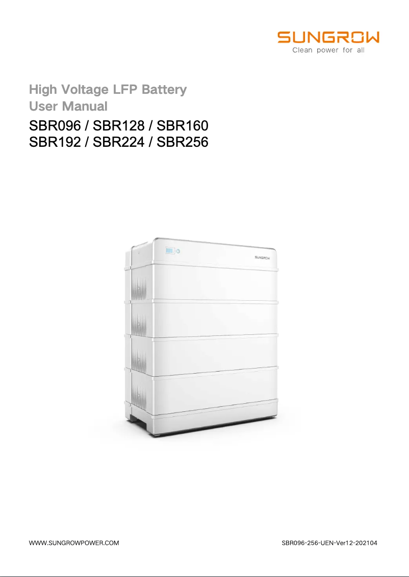 Page 1 de la notice Manuel utilisateur Sungrow SBR160