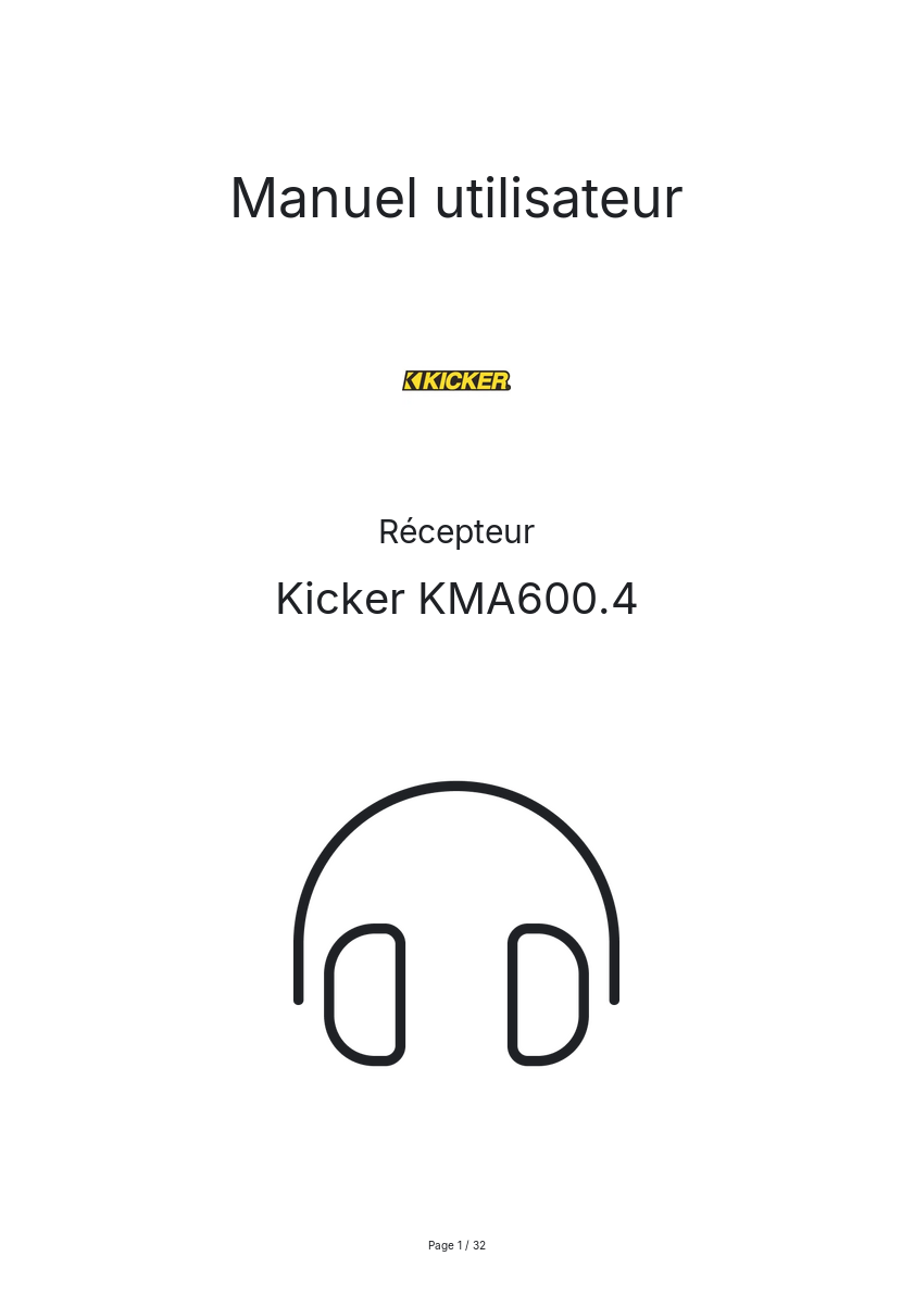 Page n°1 - Manuel utilisateur Kicker KMA600.4