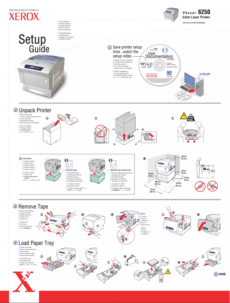 Page 1 de la notice Guide d'installation Xerox Phaser 6250