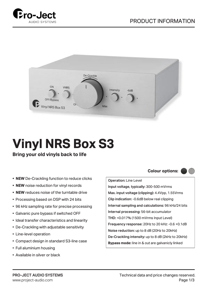 Image de la première page du manuel de l'appareil Vinyl NRS Box S3
