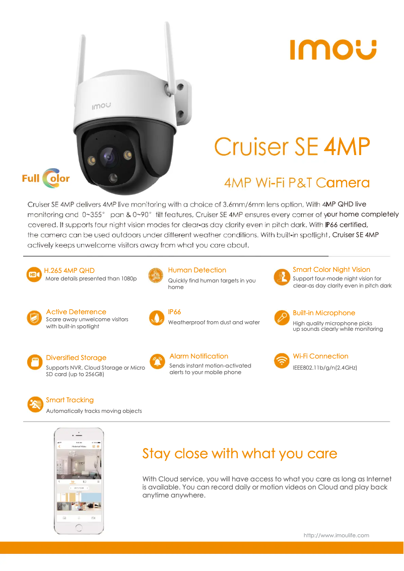 Page 1 de la notice Fiche technique Imou Cruiser SE 4MP