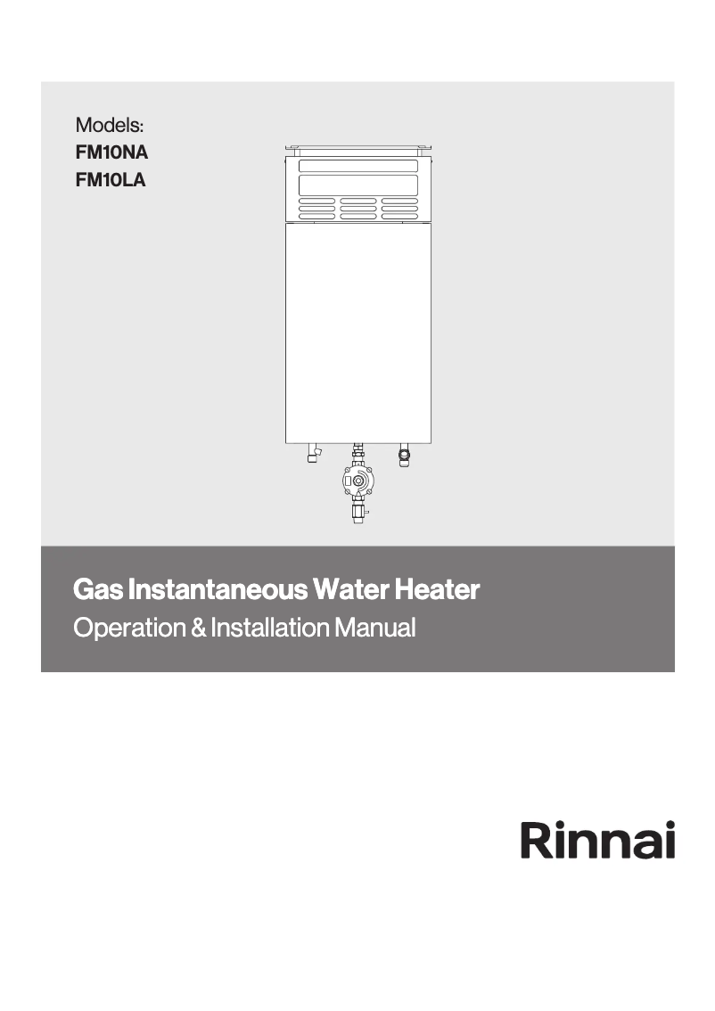 Page n°1 - Manuel utilisateur Rinnai FM10NA