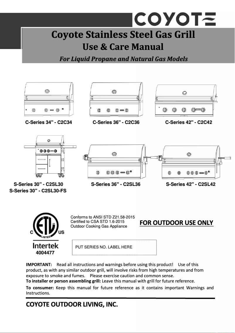 Image de la première page du manuel de l'appareil C2C34LP