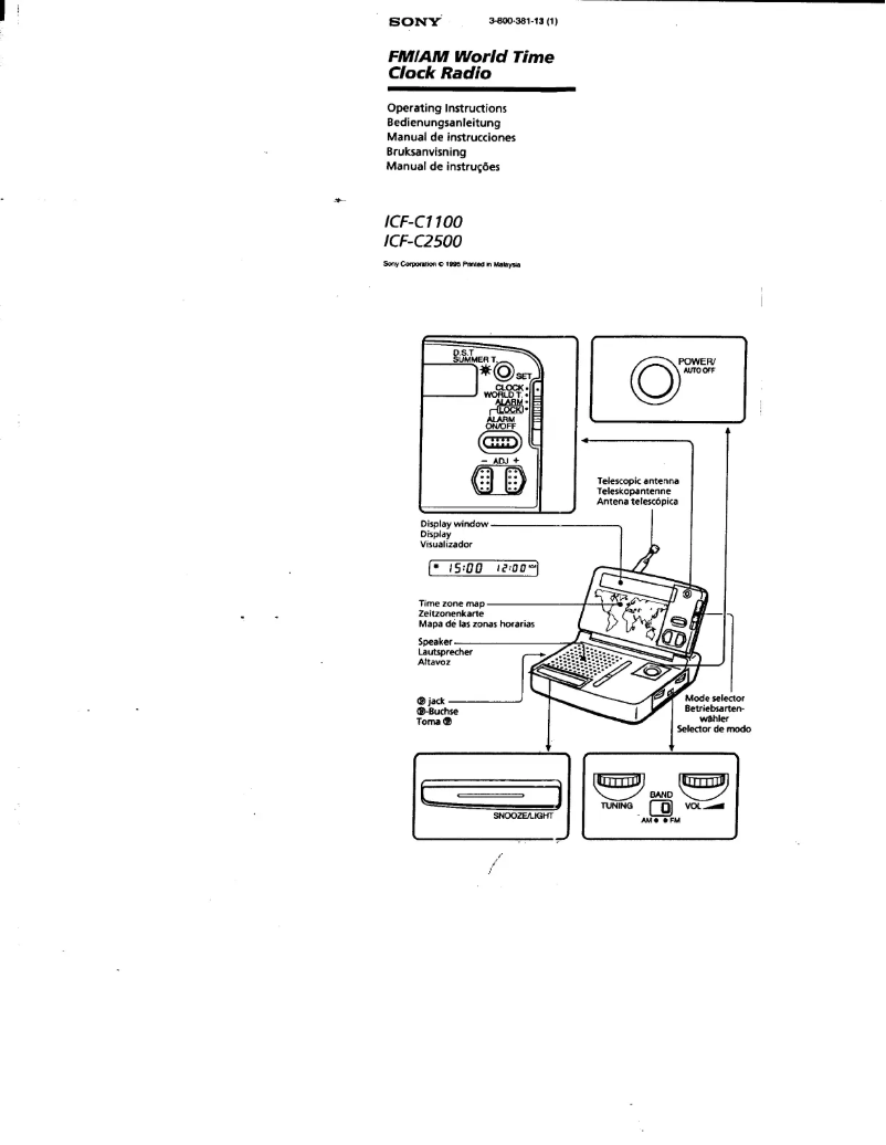 Page 1 de la notice Manuel utilisateur Sony ICF-C1100