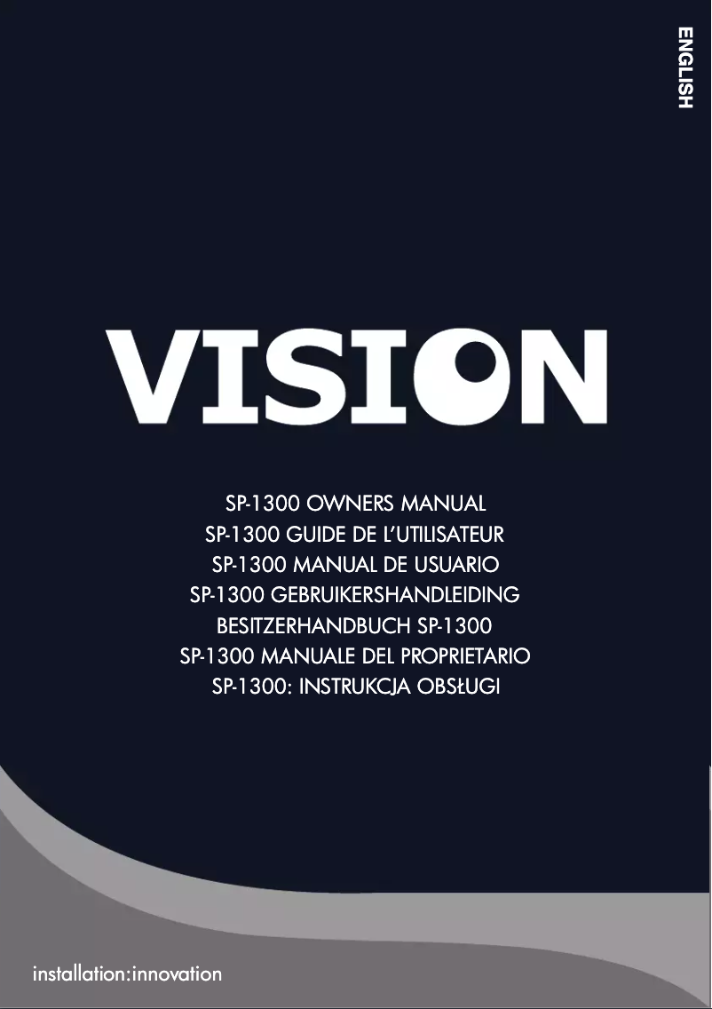 Page 1 de la notice Manuel utilisateur Vision SP-1300W