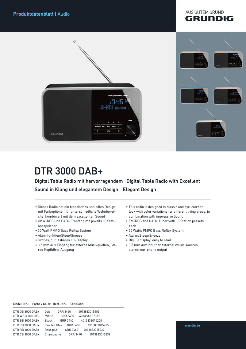 Page n°1 - Manuel utilisateur Grundig DTR 3000 DAB+