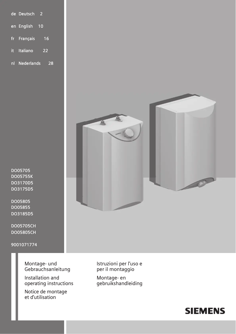 Page n°1 - Manuel utilisateur Siemens DO05755K