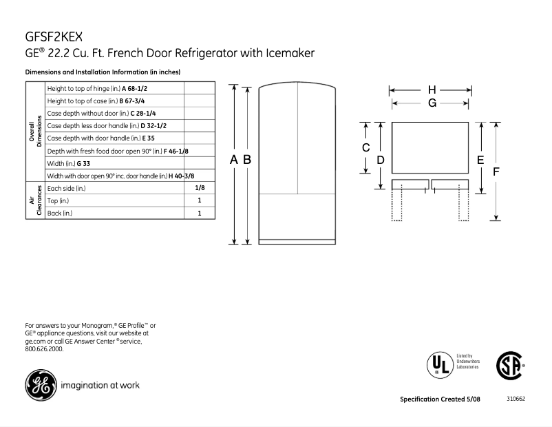 Imagen de la primera página del manual del dispositivo GFSF2KEXWW